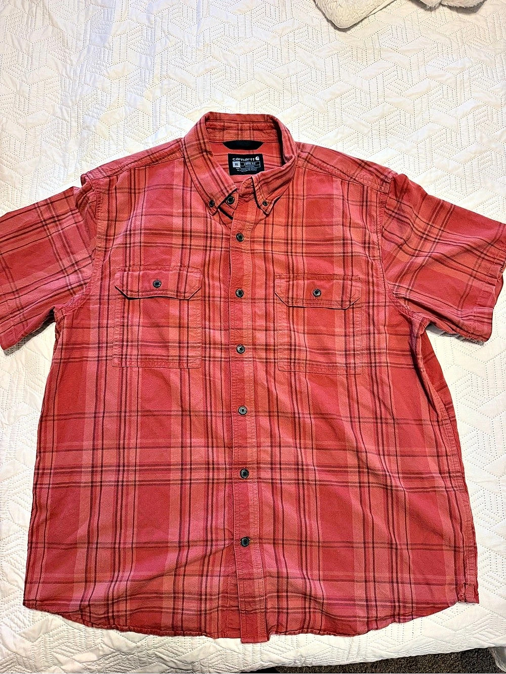 Carhartt Plaid Short Sleeve Shirt Red XL